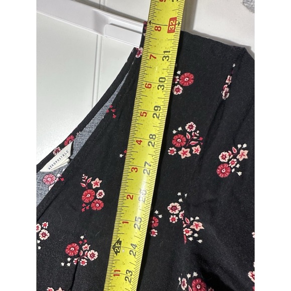 Aeropostale Dress Womens Medium M Black Pink Floral Rayon Boho Mini Summer - Picture 4 of 6